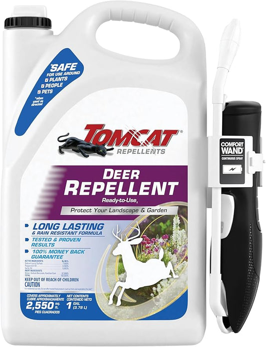 Tomcat Repellents Deer Repellent, Ready-to-Use, Protects Landscapes and Gardens, Contains Essential Oils, 1 Gal.