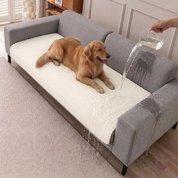 FUANGUI Waterproof Couch Cover for Dogs, Washable Pet Couch Covers for Sofa | Soft Cat Dog Bed Cover Non-Slip Couch Covers for 4 Seat Cushion Couch Sofa Pet Friendly
