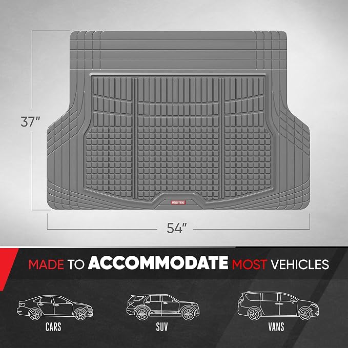 Motor Trend FlexTough Rear Cargo Mat – Heavy-Duty Trimmable Car Trunk Mat for Back of SUV, Universal Rear Cargo Liner for SUV, Flexible Trunk Liner, Automotive Floor Mats & Cargo Liners (Gray)