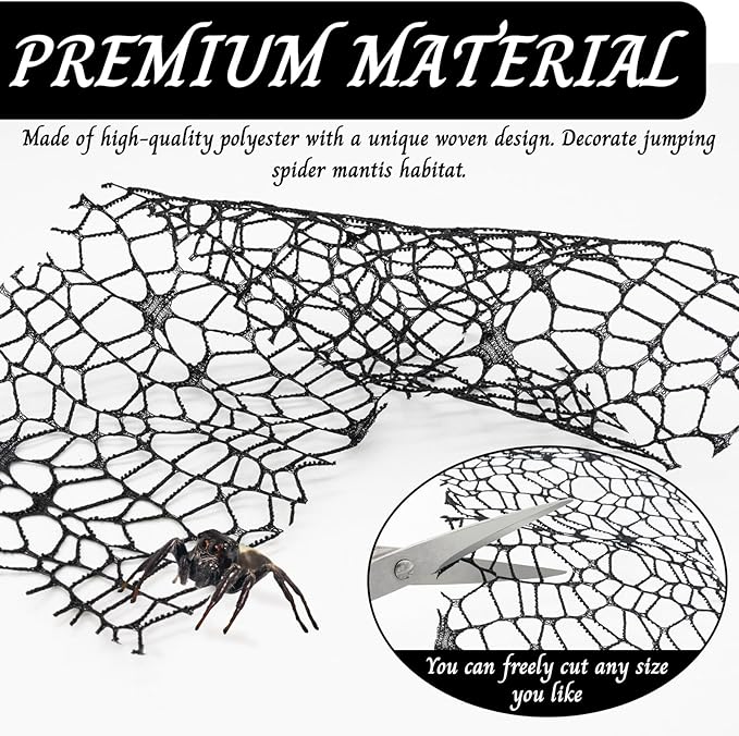 6 Pack Tarantula Enclosure Accessories Jumping Spider Habitat Accessories with 16pcs Magnets Spider Terrarium Decoration Praying Mantis Habitat Jumping Spider Climbing Mesh (Black)