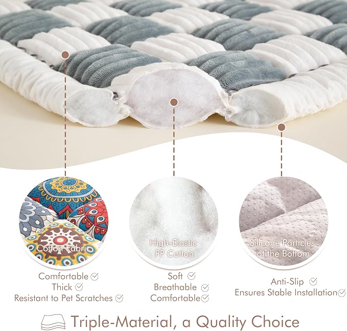 Couch Cover for Sofa, Sectional Couch Cover for Dogs, Sofa Cover Washable, Cushion Cover Blanket Pad Bed Mat for Pets, Boho Furniture Protector, Blue, 27.6x82.7in