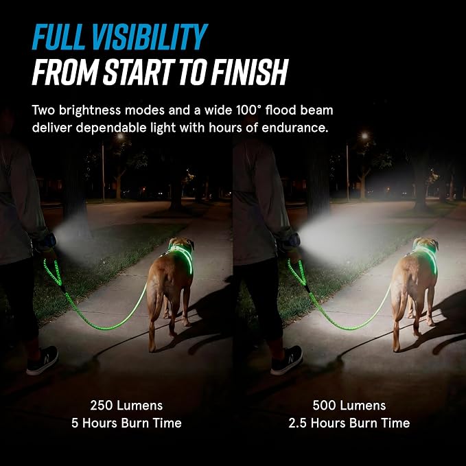 noxgear LightHound Light Up Reflective Dog Harness and Wrist Light, Large | 360° Light Up Reflective Dog Harness, 8 Colors & 6 Modes, USB Rechargeable, Adjustable, Rainproof, LED Fiber Optic