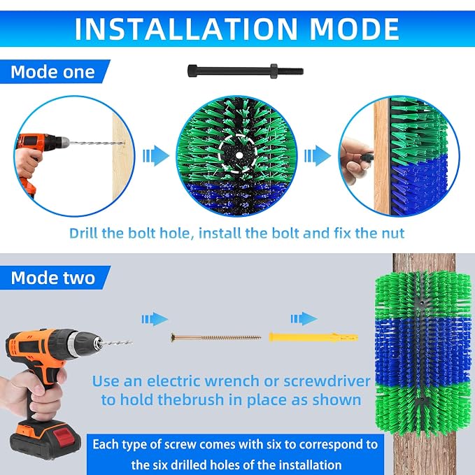 Extra Large Size Livestock Scratching Brush, Upgraded Horse/Goat/Cow/Cattle Scratcher Brush for Grooming, Itch Relief Horse Scratcher Brushes Kit with Two Sets of Mounting Screws(2-Pack,Green)