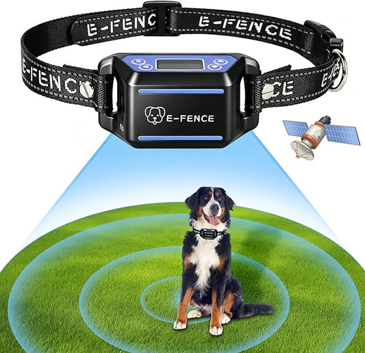 Wireless GPS Dog Collar Fence – Invisible Electric Containment System, No Monthly Fee, Adjustable Beep, Vibration & Static. 48H Waterproof Rechargeable Collar for Backyard Escape Prevention & Camping