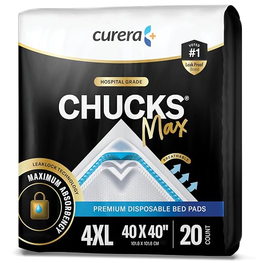 Chucks® MAX Hospital Bed Pads Disposable Adult - 40x40 [20-Pack] Pee Pads | Breathable Incontinence 4XL Large Pee Pads for Adults, Heavy Duty Absorbency Oversized Underpads, 400 Lbs Repositioning