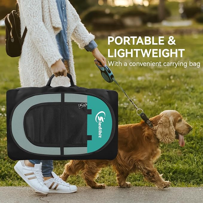 Siedihit Playpen for Middle Dog Cat, Dogs Tent Crate Cage Indoor | Outdoor, Portable Pop Up Dog Kennel with Carrying Bag for Rabbits(Green, Medium)