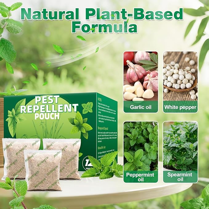 12 Pack Bat and Bird Repellent, Natural Peppermint Oil Eagle Repellent for Attic Indoor Outdoor Patio Garden Porch, Pet and Family Safe, Ready to Use