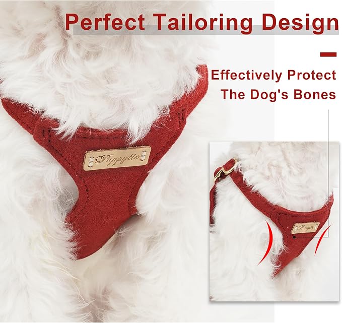 Puppytie Small Dog Harness with Multifunction Dog Leash,Lightweight Soft Adjustable No Choke Escape Proof Pet Harness Vest Pet Harness Vest,red Hawthorn,S