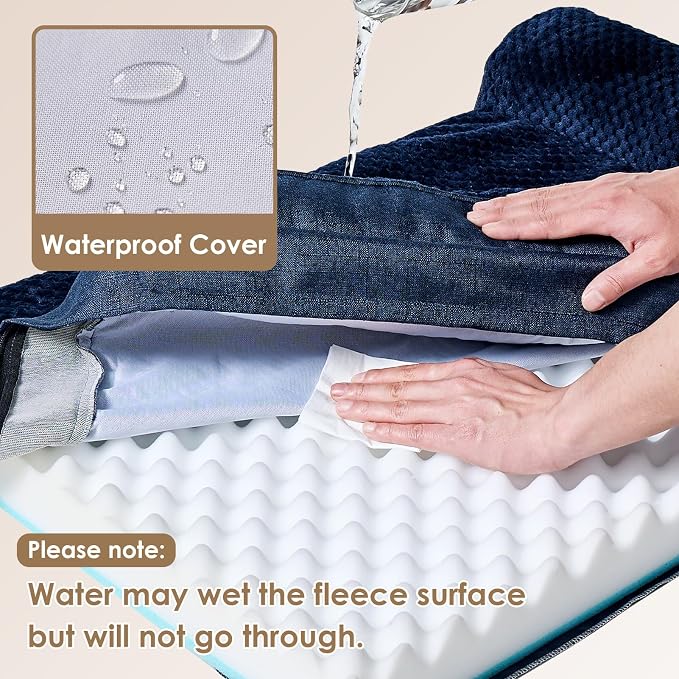 EHEYCIGA Memory Foam Dog Bed Large Size Dogs, Orthopedic Dog Bed Large with Washable Removable Cover, Waterproof Pet Sofa Couch with Nonskid Bottom, 36x27x6, Navy Blue | Washable Removable Cover, Waterproof Flat Pet Sofa Couch with Nonskid Bottom, 36x27x6