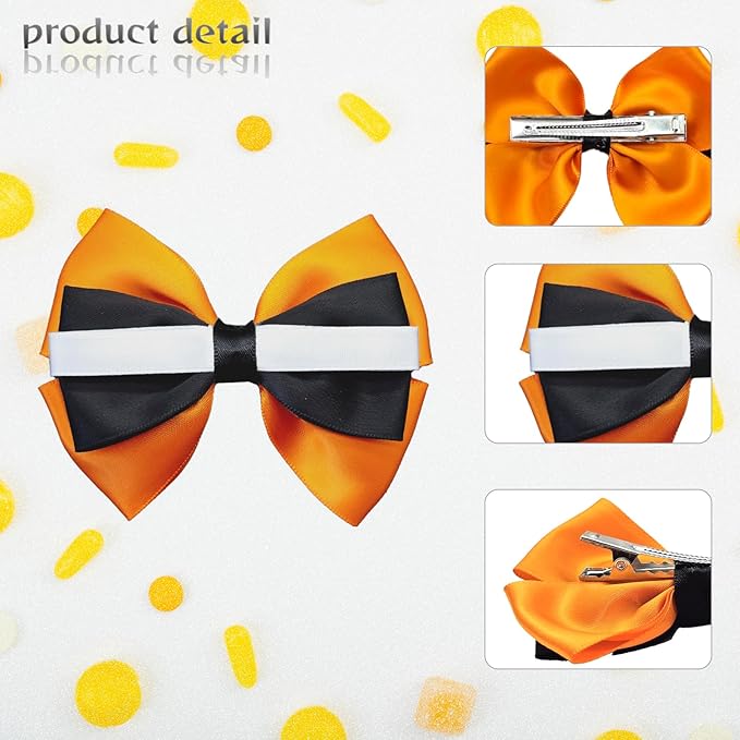 2Pcs Clownfish Hair Bow Clips Ocean Theme Accessories Halloween Costume Dress up Birthday Party Supplies Orange White 3.5 in
