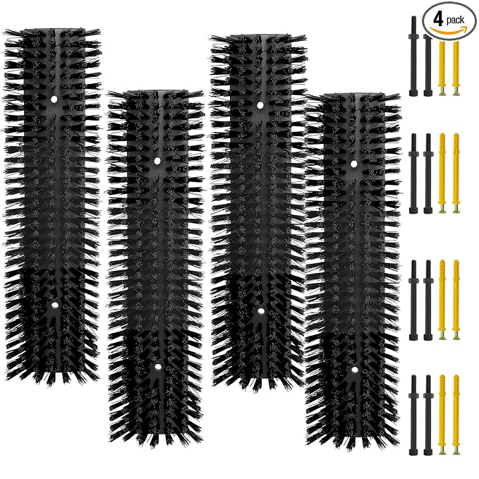 Livestock Scratch Brush With 16 Screws，Animal Back Scratching Brush for Cow,Cattle,Sheep, Horses,Pigs，Massage Grooming Tool (Black, 4pcs)