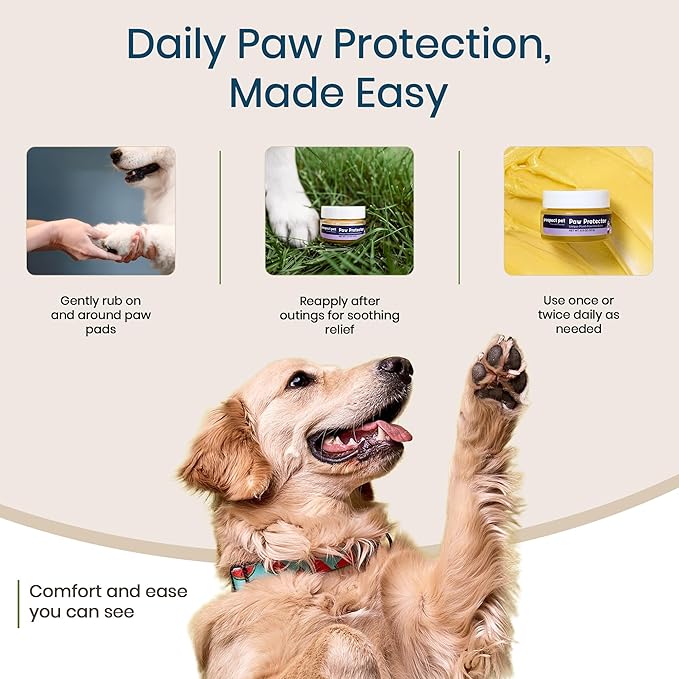 Paw Protector - Dog Paw Balm, Moisturizer & Soother for Dry, Cracked Pads and Noses with Shea Butter, Coconut Oil, Lick Safe, Beeswax-Free, Hot Pavement & Cold Weather Protection, 0.5 oz