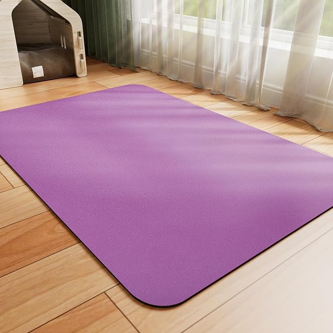 HotLive Dog Food Mat - Absorbent Cat Mat for Food and Water, No Stains Pet Feeding Bowl Mat, Easy to Clean Pet Placemats, Quick Dry Dog Water Dispenser Mat for Messy Drinkers | Purple 16"x 24"