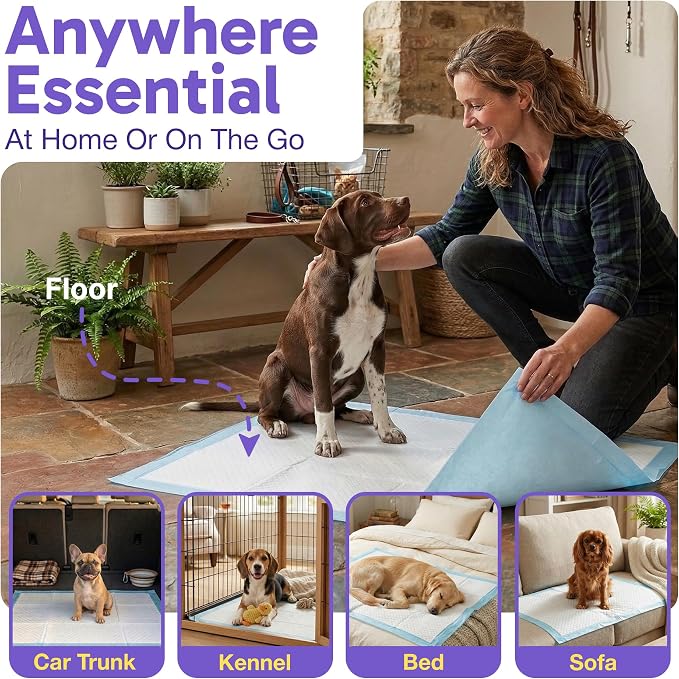 PETSWORLD Large Dog Pee Pads 28x34 Inch, 300 Count, Fresh Scented Puppy Training and Potty Pads with Optional Sticky Corner Tape, Absorbent Leakproof Pads for Dogs