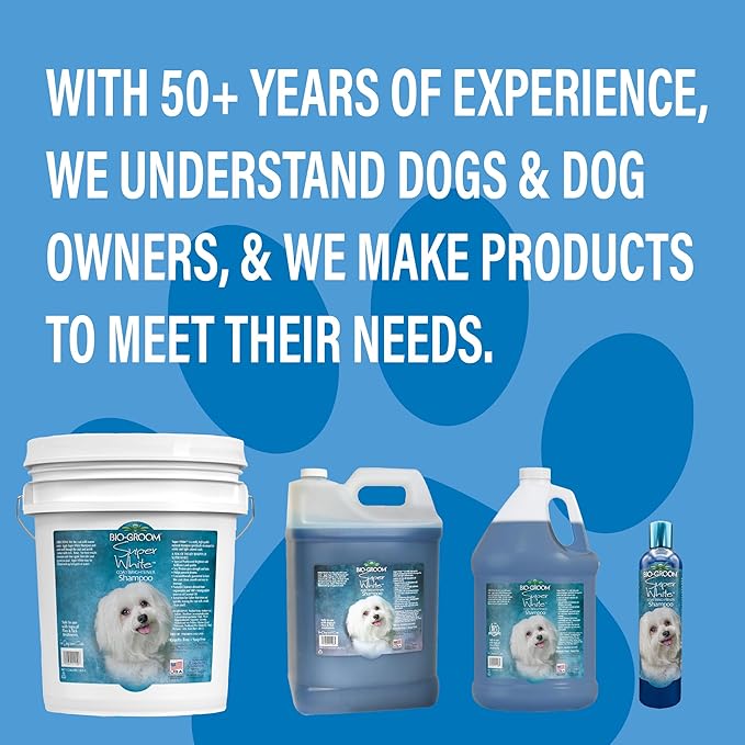 Bio-Groom Super Whitening Dog Shampoo - Whitening Pet Shampoo, Dog Bathing Supplies, Puppy Wash, Dog Grooming Supplies, Cruelty-Free, Made in USA, Coat Brightener Shampoo - 5 Gallons