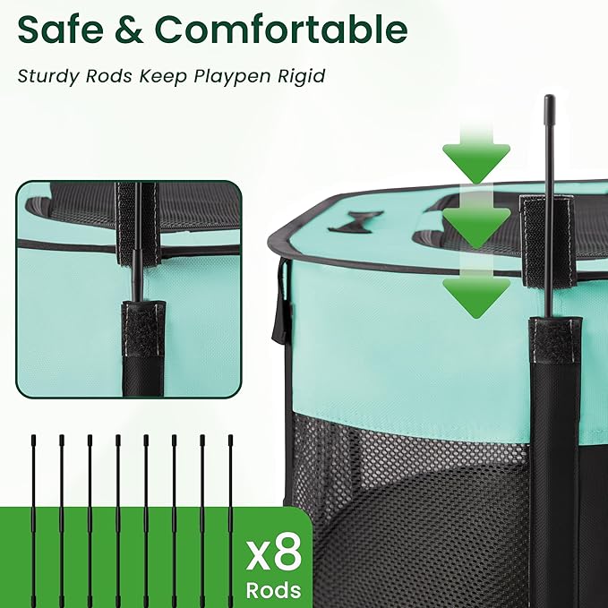 Love's Cabin Medium Dog Tent Crate, Portable Foldable Pop Up Dog Kennel Playpen with Carrying Case (Green)