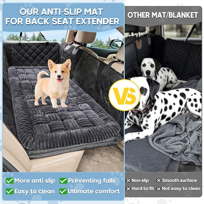 Dog Car Bed Mat Non-Slip Backseat Extender Dog Bed 50" x24.6" Gray | Travel Bed for Dogs，Chew-Resistant, Easy Clean & Scratch-Proof, Comfort Design, Fits Trucks/Sedans/SUVs