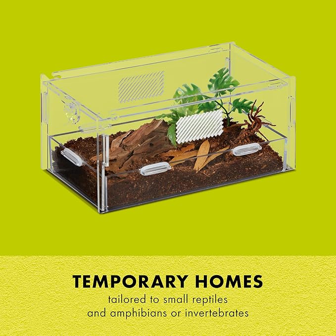 Zilla Micro Habitat Terrarium, Terrestrial, with Locking Latch, for Isopods, Spiders, Insects, Small