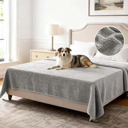 H.VERSAILTEX Non Slip Pet Couch Cover Chenille Dog Bed Protector Thick Soft Sofa Slipcover Pet Friendly Washable Couch Cushion Covers for Pets (68" x 82", Dove)