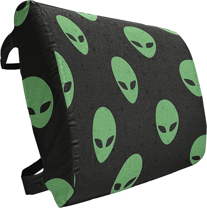 Ambesonne Alien Lumbar Back Support Pillow, Supernatural Martiansal Beings from Other Planets Head of an Alien, High Density Foam for Office Chairs Car Seats, 14" x 13", Fern Green Black