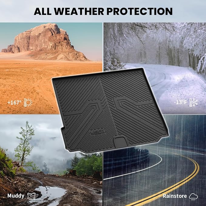 LASFIT Trunk Mat for BMW X5 2014 2015 2016 2017 2018, All Weather TPE Cargo Mats Custom Fit Cargo Liner Front & Rear Trunk Liner, Black
