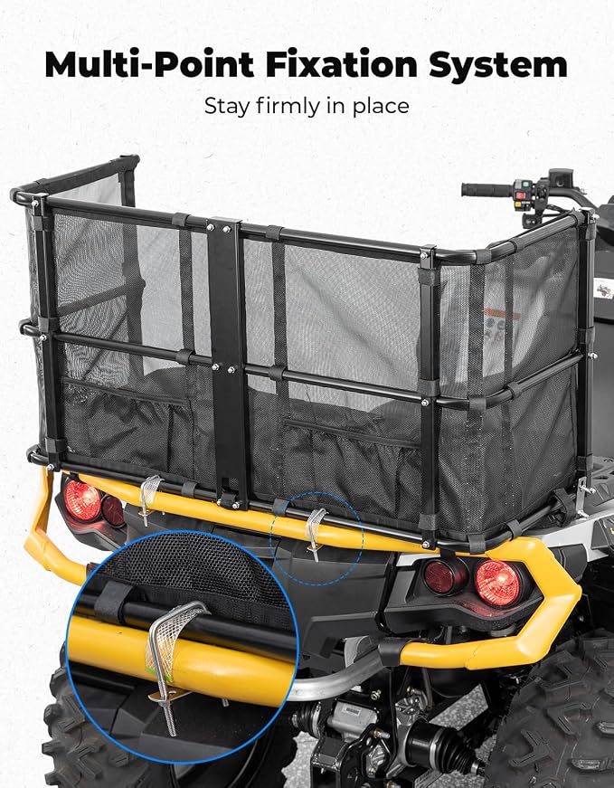 KEMIMOTO ATV Dog Carrier Seat, Heavy-Duty Four Wheeler Pet Seat | Wide 22-40mm Pipe Fit, 2.7" Breathable Comfort, 600D Wear & Water Resistance, Storage Pockets, with Dog Leash