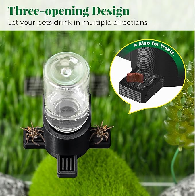 2 Pcs 10ML Jumping Spider Water Dispenser with Magnets, Jumping Spider Accessories for Tarantulas Enclosure/Habitat, Magnetic Water Feeder for Small Animals, Geckos(Black)