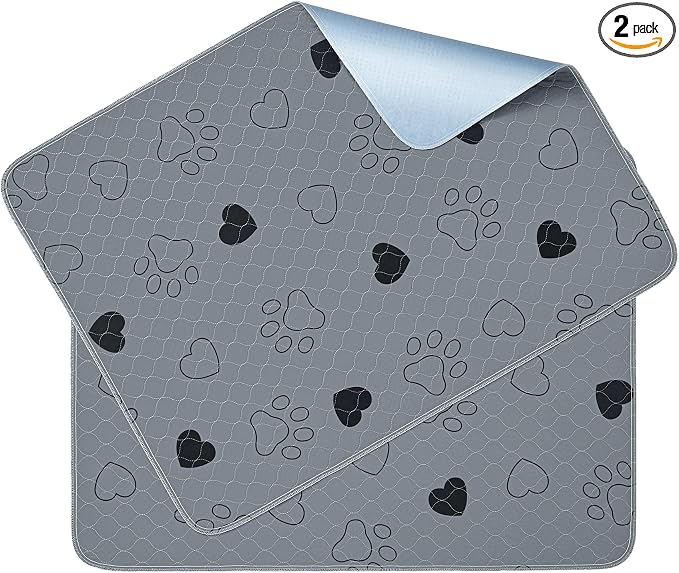 Feandrea Washable Dog Pee Pads, 2 Pack, Reusable Dog Pads, 60 x 48 Inches, XXL, Waterproof Pet Training Pads, Leakproof, Non-Slip, Super Absorbent, Gray UPTD048G01