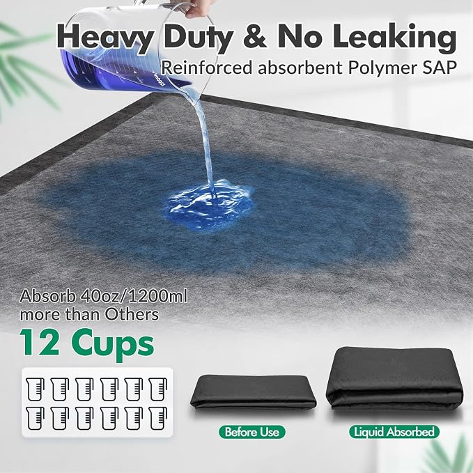 Upgraded Charcoal Puppy Pads, XXL 36’’x36’’ Pee Pads for Dogs, Super Absorbent Up to 12 Cups, Odor Control & Leak Proof Dog Training Pads for Surgery, Older,Puppy, 30 Counts