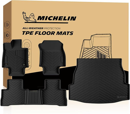Michelin Vehicle Mats, Premier Series All-Weather TPE Custom Fit Liner for Toyota RAV4 Hybrid 2019-2025 Floor Mats A(3 Piece)