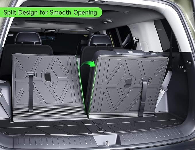 Cargo Trunk Mat with Backrest Mats for Hyundai Santa Fe 2024 2025 2026,All Weather Protection TPE Heavy Duty Cargo Liner Santa Fe Accessories,Black