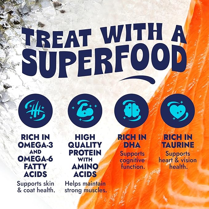 Finfare Freeze Dried Salmon Skin Treats for Dogs, Protein & Omega-3s, Grain Free Salmon Dog Training Treats, Crafted in USA, Bites - 9oz