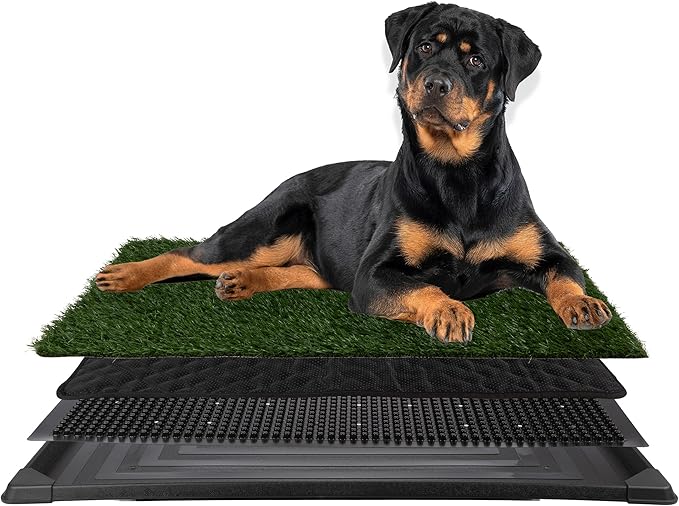 PETMAKER Artificial Grass Puppy Pee Pad for Dogs and Small Pets, 27” x 41” | Reusable 4-Layer Turf Pads for Dogs with Tray, Indoor and Outdoor Fake Grass Potty, Pet Housebreaking Supplies