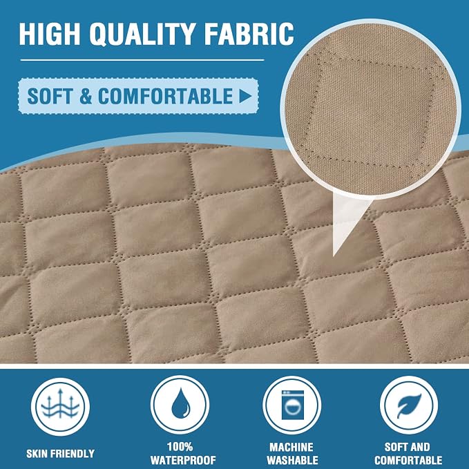 H.VERSAILTEX 100% Waterproof Couch Cover Loveseat Covers for 2 Cushion Couch Furniture Protector for Pets Kids Children Dog Cat with Non-Skid Backing (Loveseat, French Oak)