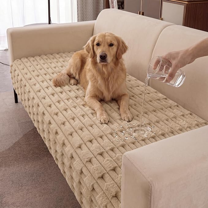 FUANGUI Waterproof Couch Cover for Dogs, Washable Pet Couch Covers for Sofa | Soft Cat Dog Bed Cover Non-Slip Couch Covers for 3 Cushion Couch Sofa Pet Friendly
