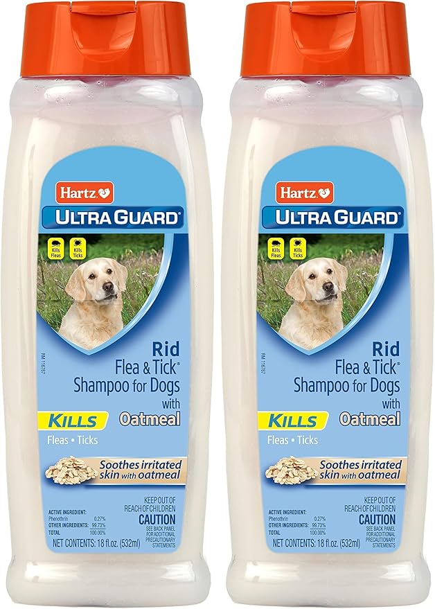 Hartz UltraGuard Rid Flea & Tick Oatmeal Dog Shampoo, 18 oz Bottle (Pack of 2)