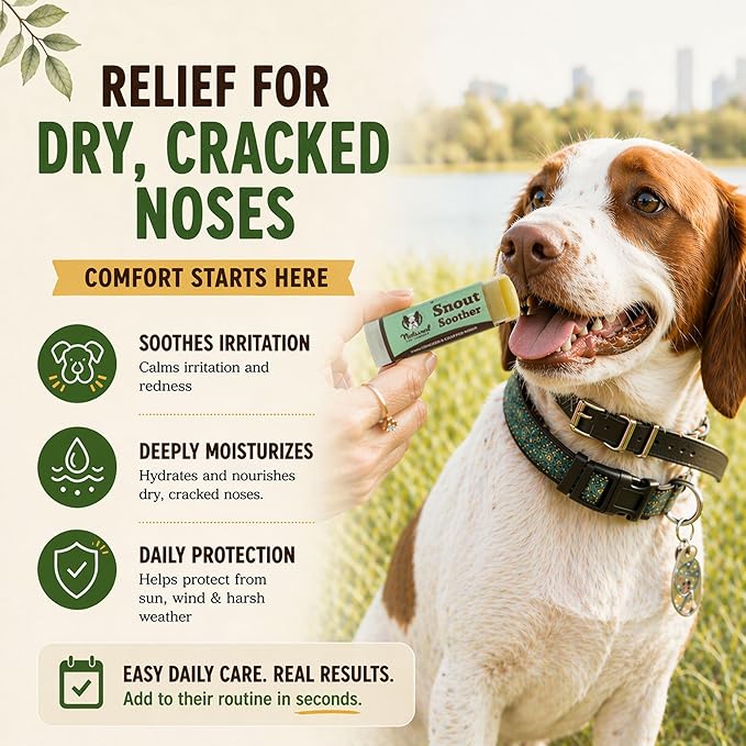 Natural Dog Company Snout Soother Dog Nose Balm – Moisturizing Care for Dry, Crusty, Cracked Noses with Coconut Oil & Shea Butter, Lick Safe Dog Snout Balm for All Breeds – 0.15 oz Travel Stick