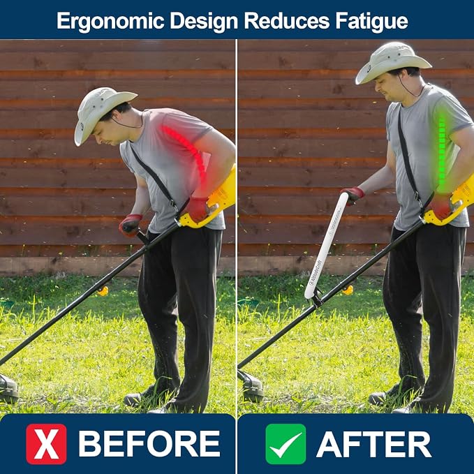 2-Pack Weed Eater Handle Extensions, String Trimmer Grips | Patented aluminum back-saver fits round and square trimmer shafts.