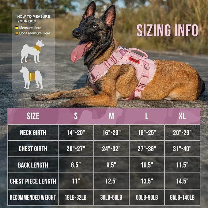 OneTigris No-Pull Tactical Dog Harness Reflective Vest for Small Dogs | Military-grade 1000D Nylon Easy Control Vest, Adjustable Dog Harness with Hook & Loop Panels for Walking, Hiking, Training