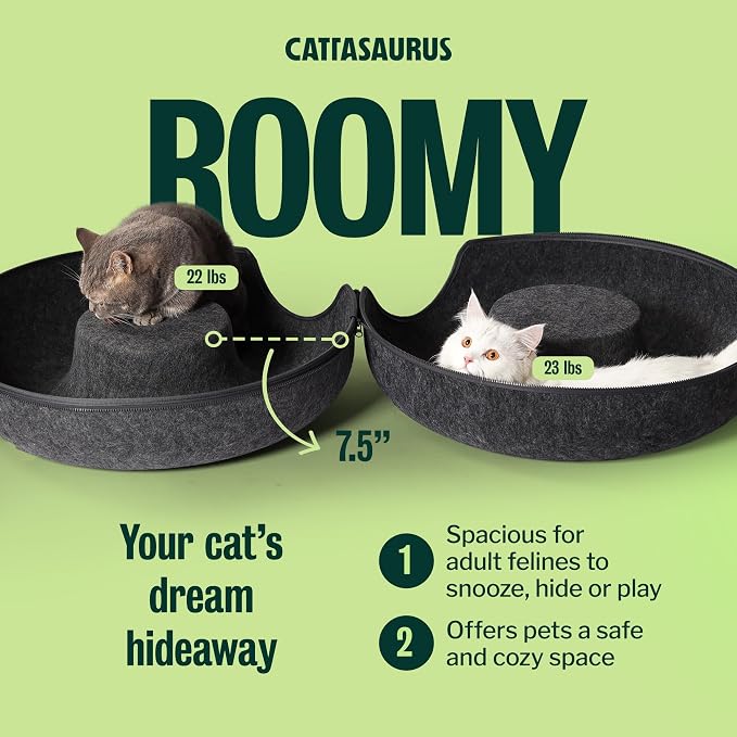Peekaboo Cat Cave for Multiple & Large Cats Up to 30-45 Lbs, Scratch Detachable & Washable Tunnel Bed, Comfy Donut Cat Cave (Dark Gray, Large)