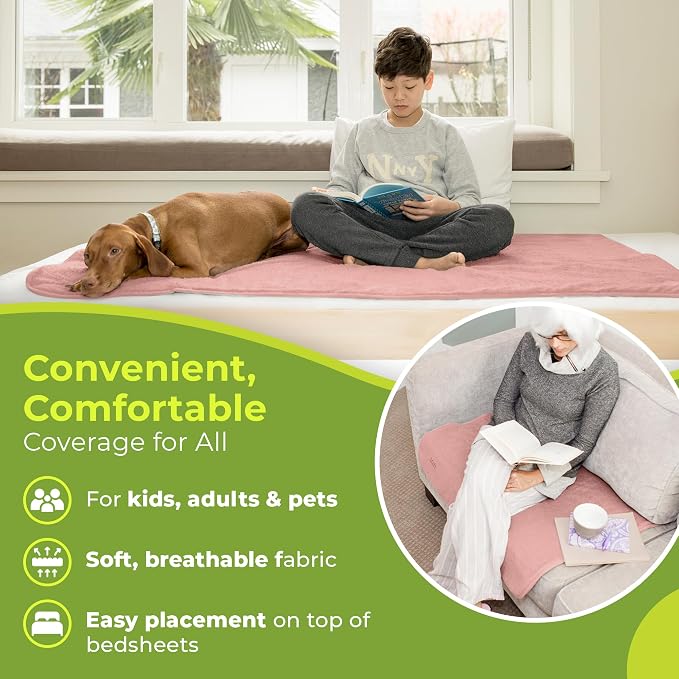 PeapodMats Bedwetting Waterproof Bed Mat, Reusable 3x5 Peach/Pink | Washable reusable bed mat for bedwetting, incontinence, kids, adults, pets, and mattress protection.
