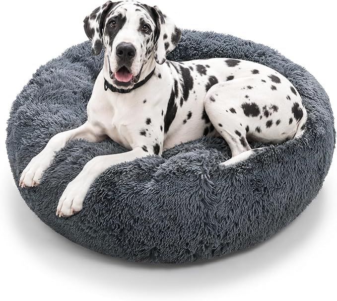 JOLLYVOGUE Dog Beds Large Sized Dog, Calming Anti-Anxiety Dog Bed, Fluffy Donut Cushion for Extra Large Pets (45")