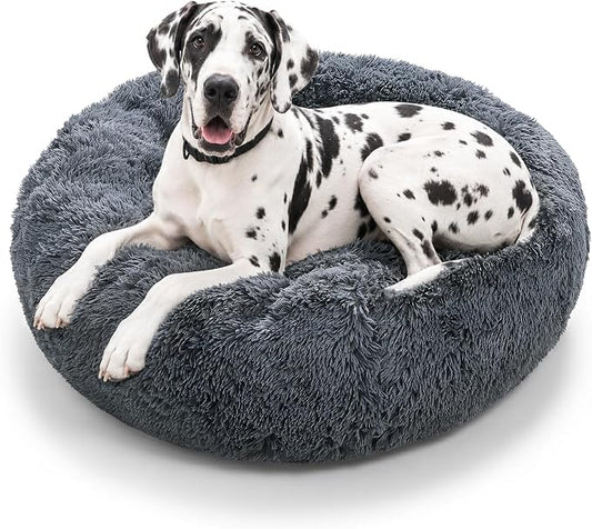 JOLLYVOGUE Dog Beds Large Sized Dog, Calming Anti-Anxiety Dog Bed, Fluffy Donut Cushion for Extra Large Pets (45")