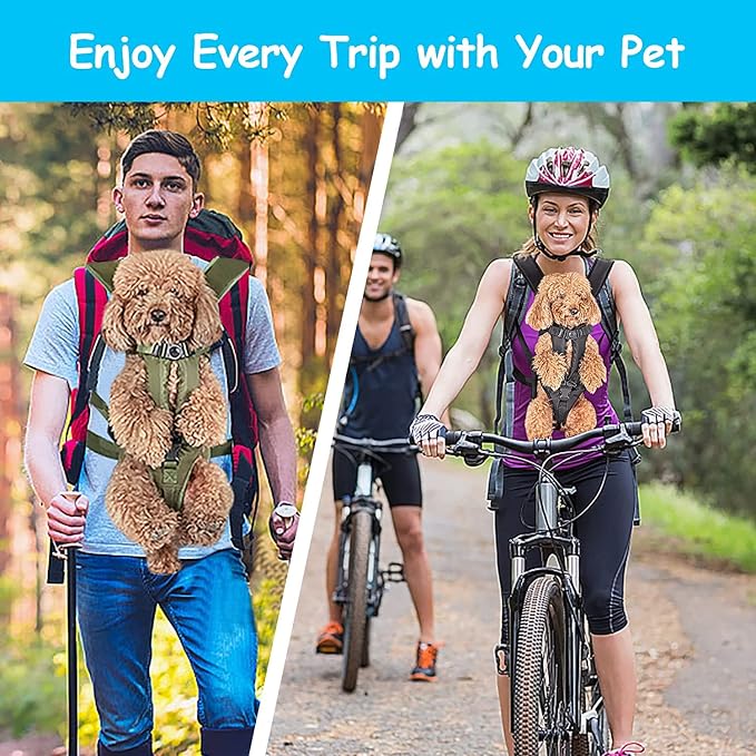 PetBonus Pet Front Dog Carrier Backpacks, Adjustable Pet Backpack, Legs Out Easy-fit Puppy Chest Carrier for Medium Small Dogs, Hands Free for Hiking, Cycling (Army Green, L) | Hands Free, Adjustable, Safety Strap, Walking Hiking Cycling Motorcycle bag...