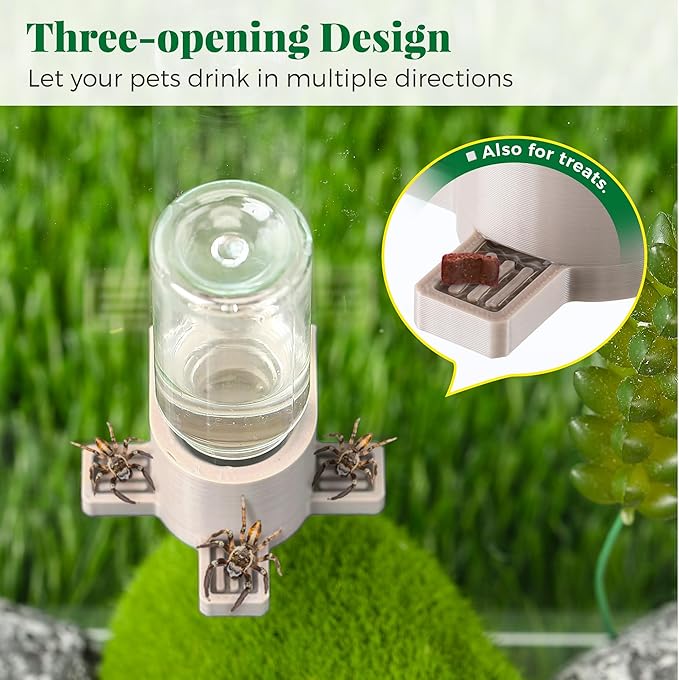 2 Pcs 10ML Jumping Spider Water Dispenser with Magnets, Jumping Spider Accessories for Tarantulas Enclosure/Habitat, Magnetic Water Feeder for Small Animals, Geckos(Wooden Color)
