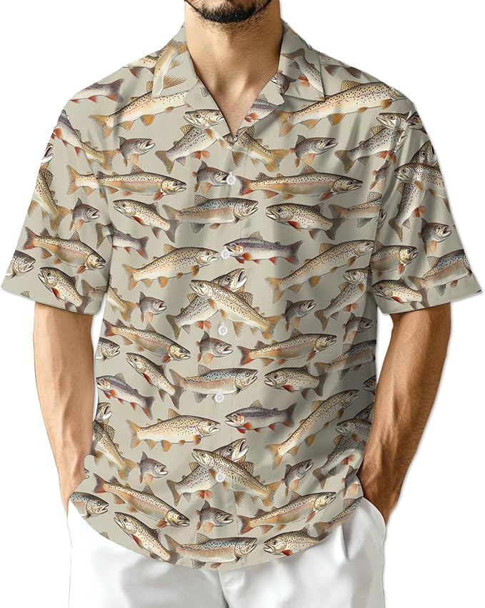Fishing Crappie Hawaiian Shirt for Men, Button Down Summer Beach Short Sleeve, Fishing Lover Gifts, Sizes S-5XL