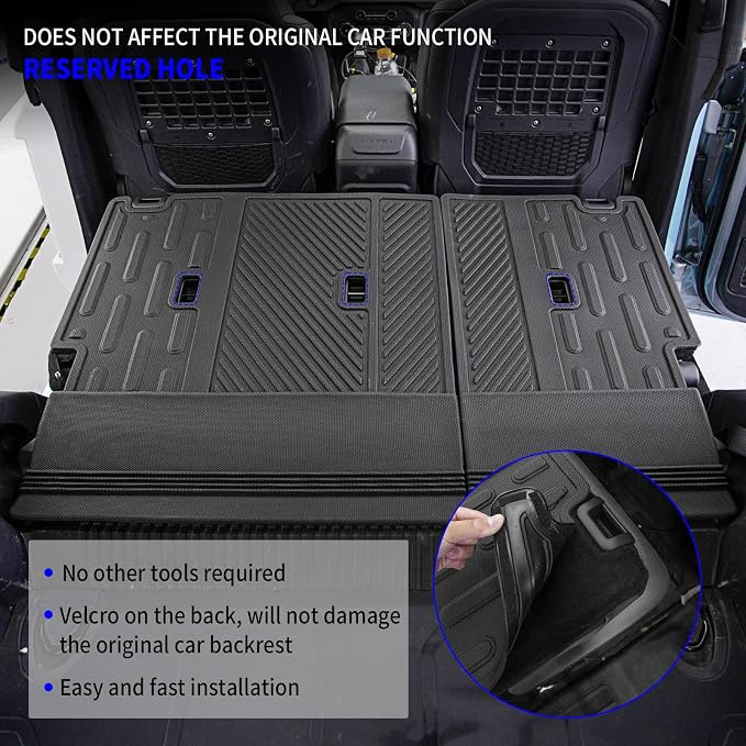 Rongtaod Floor Mats Compatible with 2021-2025 2026 Ford Bronco 4 Door Trunk Mat Cargo Mat Cargo Liner All Weather Back Seat Cover Protector 2025 Bronco Accessories (Set of 9 Mats)