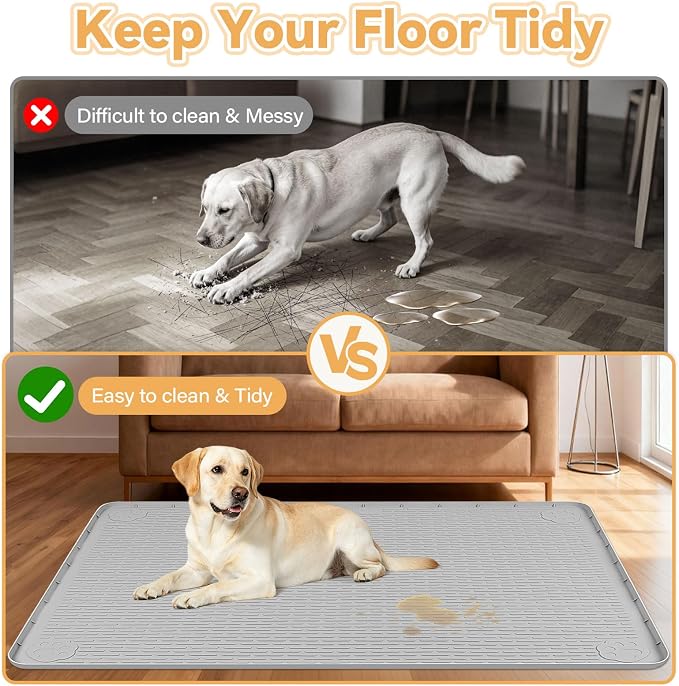 57" x40" Reusable Training Pads for Dogs Extra Large | Silicone Dogs Mats Non-Slip Dog Training Pads Dog Pee Pad for Potty Training Floor Protector (Light Grey)