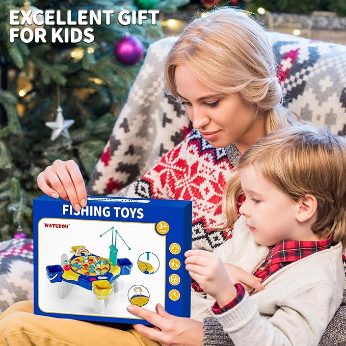 WATUDOU Magnetic Fishing Game for Kids Toddlers 3-5, 70 pcs Fishing Toys for Kids Toddlers 3-5, Fishing Table Toys Board Game Birthday Gifts for 3 4 5 6 7 8 Years Old Toddler Kid