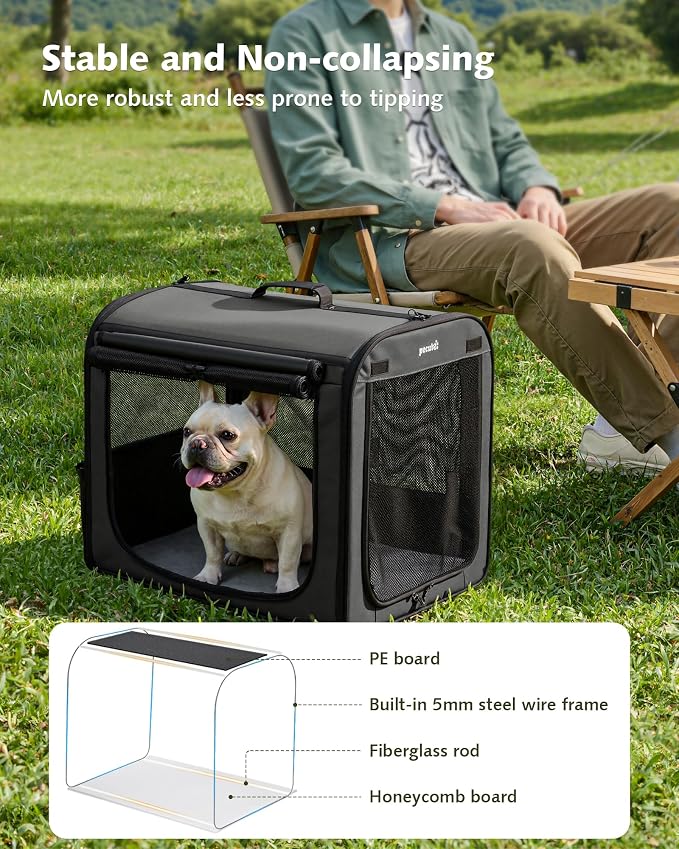 Dog Car Carrier Light Weight 24×17.7×20.5in, Foldable Dog Carrier, Dark Gray